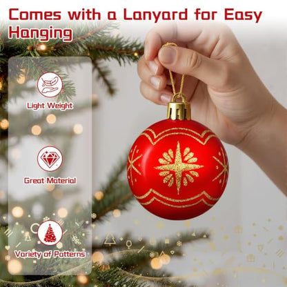 82PCS Christmas Ornaments Set - Green, Red & Gold Holiday Decorations with Variation Red & Gold & Green