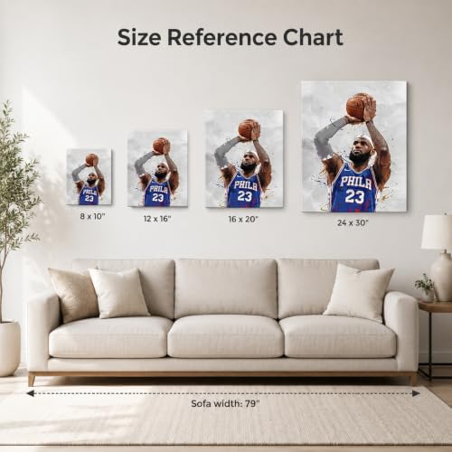 LeBron James Basketball Canvas Wall Art - 8x10 Inch Sports Poster - PHI Variation