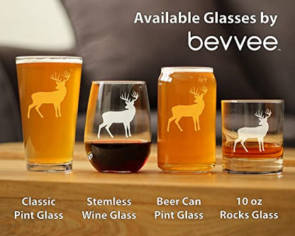 Deer Stemless Wine Glass - Rustic Cabin Gift for Wine Lovers - Engraved Silhouette - Large 17oz - Set of 1