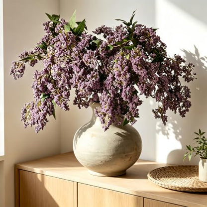 Purple Nandina Berry Spray 41 Inch Artificial Flower Stem for Vase - Set of 3