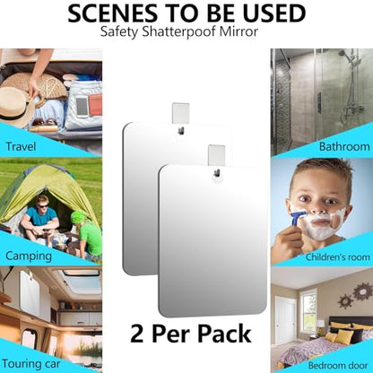 11x8 Inch Shatterproof Shower Mirror for Shaving and Makeup - Wall-Mounted, Portable