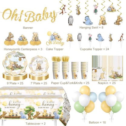 Classic Bear Baby Shower Decorations Set for 25 Guests - Gender-Neutral