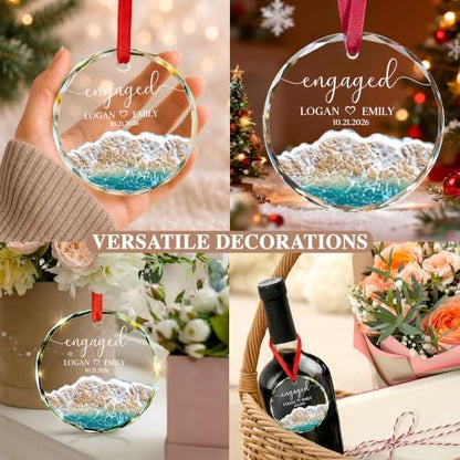 Engagement Ornament 2026 - Custom Just Engaged Christmas Ornament - Variation: Engaged 2