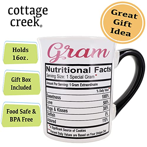 Funny Nutrition Facts Coffee Mug - 16 oz Grandma Gift Ceramic Cup