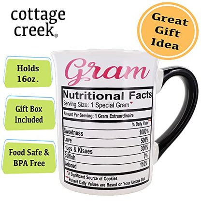 Funny Nutrition Facts Coffee Mug - 16 oz Grandma Gift Ceramic Cup