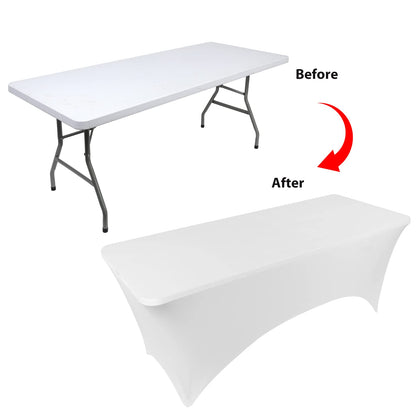 BDDC Table Covers for 4 Foot Tables, Spandex Table Covers 4ft, White Table Cloths Rectangle 4ft for Events, Wedding, Banquets & Parties