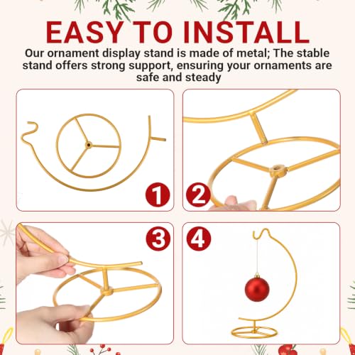 Gold Ornament Display Stand Metal Hanger for Christmas & Year-Round Decor