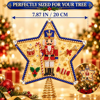 Christmas Tree Topper Kit Pearl Diamond Art Star Nutcracker 7.87in - Nutcracker Variation
