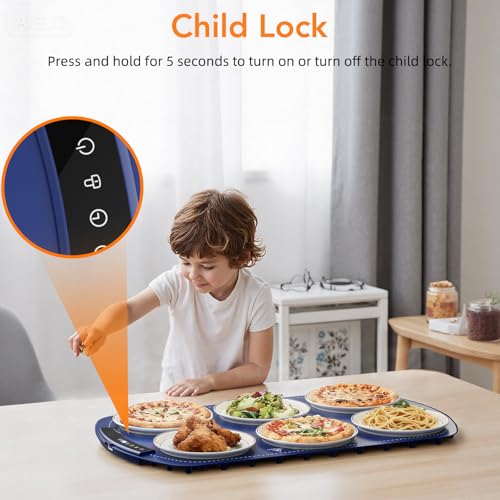 Electactic Blue Food Warming Mat with 7 Temp Settings & Fast Heating