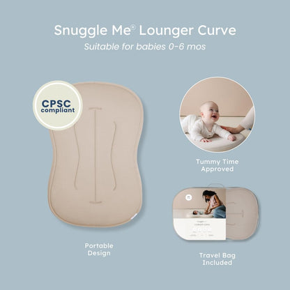 Snuggle Me® Baby Lounger - Premium Organic Cotton Infant Nest with Foam Core & Travel Bag | Birch, 0-6 Months