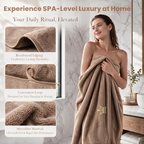 Khaki 4-Piece Coral Fleece Microfiber Bath Towel Set with Crown Embroidery - Super Absorbent, Large Size