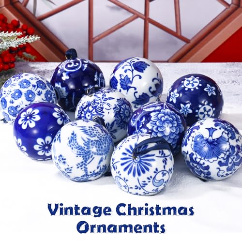 Christmas Porcelain Balls 8 Pcs Bulk Chinoiserie Ornament - Stylish Style