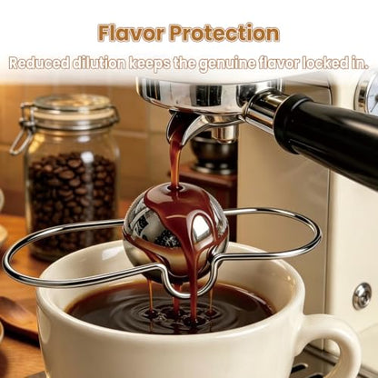 2 Pack Stainless Steel Espresso Cooling Balls with Stand & Storage Case