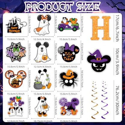 Halloween Banner Set with Glitter Letters and Spooky Decorations