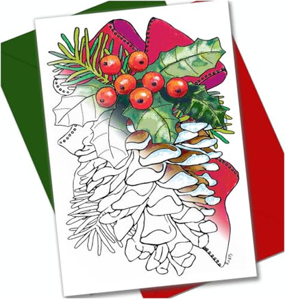Adult Coloring Christmas Cards Set - Art Eclect 17B Holiday Greeting Cards