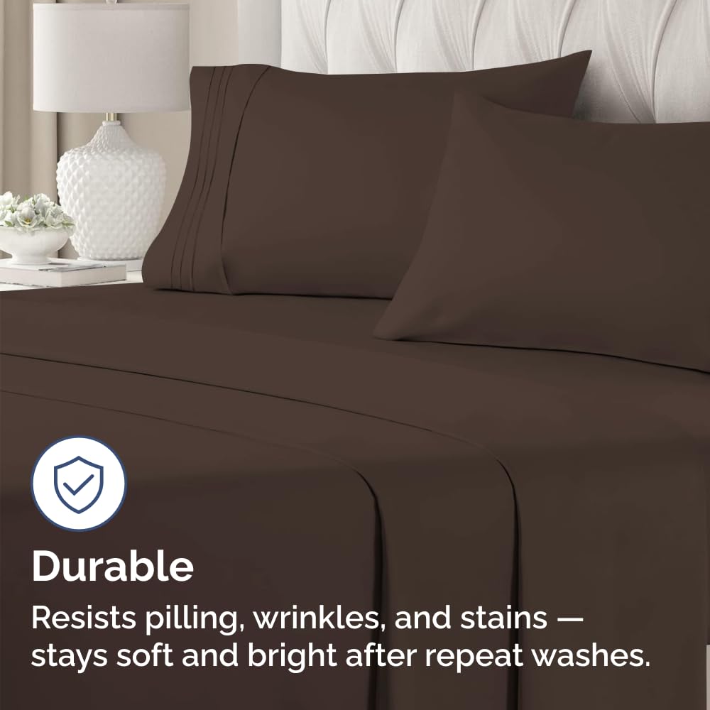 Standard Pillow Cases Set of 4 - Ultra Soft Hotel Quality Pillowcase Covers - Comfy Cozy Bedding for Women, Men, Kids & Teens - Machine Washable Pillow Protectors - 4 Piece Set - Standard Size Brown