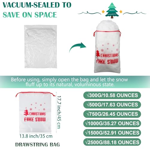 2500g Fake Snow for Christmas Decorations Indoor Holiday Winter Craft