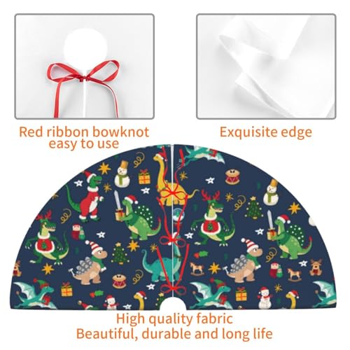 White 30-Inch Christmas Dinosaur Tree Skirt Holiday Decorations Cute Xmas Tree Mat