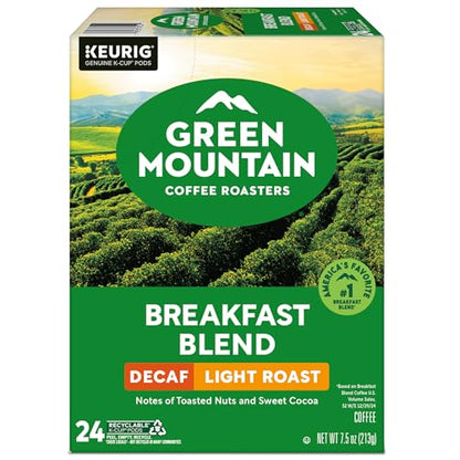 Green Mountain Coffee Roasters Breakfast Blend Decaf Coffee, Keurig Single Serve K-Cup pods, Light Roast, 96 Count