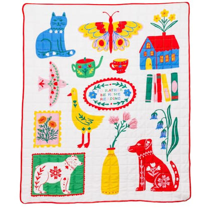 Scandinavian-Inspired Quilted Throw Blanket - Reversible Lightweight Cotton Blend