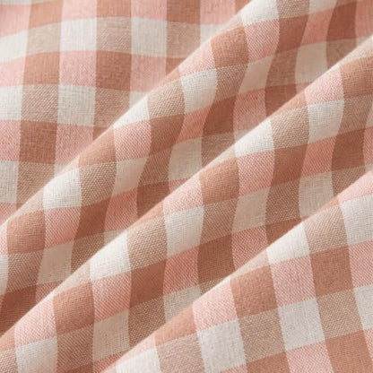 Cotton King Size Pillowcases Set of 2 Gingham Peach Ruffled Farmhouse Bedding