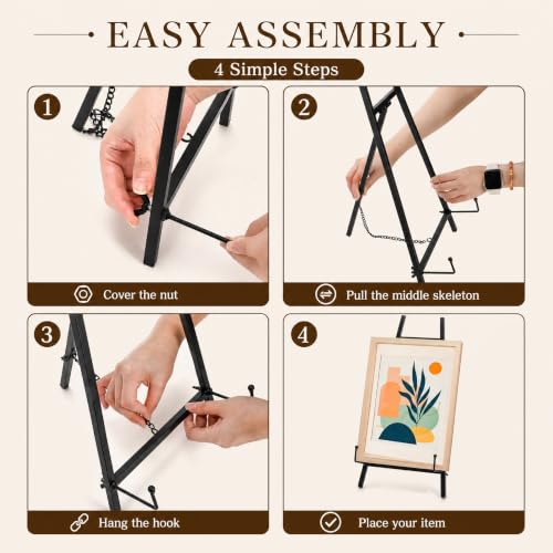 16.5 Inch Metal Tabletop Easel Stand for Frames and Signage Black