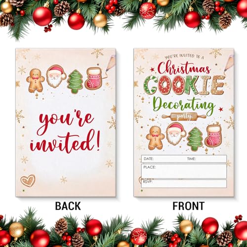 Christmas Party Invitations with Envelopes - Festive Holiday Card Set