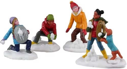Lemax Village Collection - Snowball Battles Village Accessory Set of 4 | Festive Holiday Decor