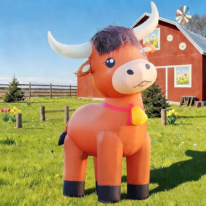 Highland Cow Inflatable Christmas Decor with LED Lights - Highland Calf Variation