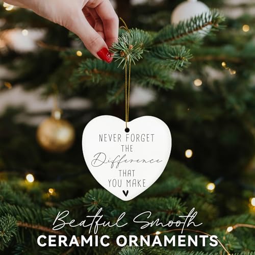 Heart-Shaped Thank You Gifts Ceramic Ornament for Christmas & Home Decor