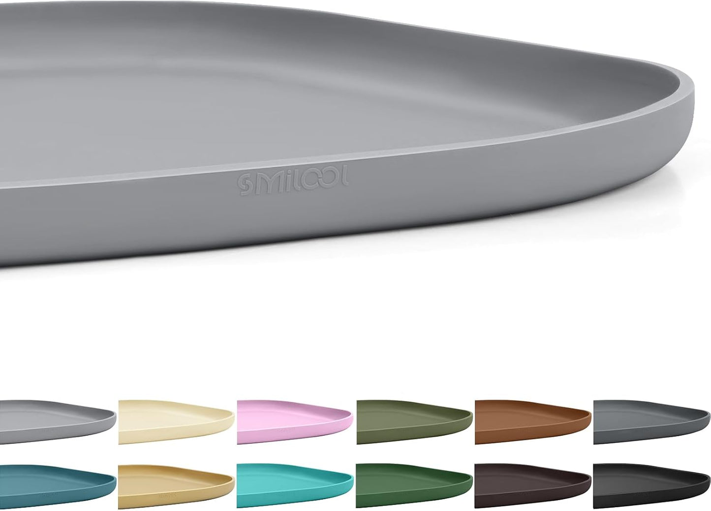 Skiennix Small Silicone Pet Food Mat - Waterproof Design with Raised Edge | 12 x 12 x 0.7 in Light Gray