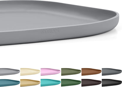 Skiennix Small Silicone Pet Food Mat - Waterproof Design with Raised Edge | 12 x 12 x 0.7 in Light Gray