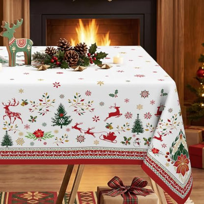 Christmas Elements Square Tablecloth 70x70 Inch Waterproof & Washable