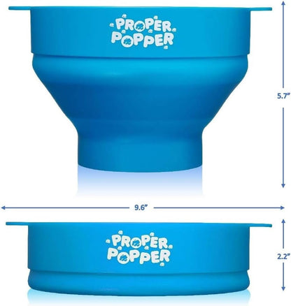 Proper Popper Microwave Popcorn Maker - Collapsible Silicone Bowl, BPA Free & Dishwasher Safe | Turquoise
