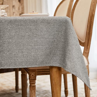 Taupe Grey Rectangular Tablecloth 118x57 Inches Linen Textured Water-Resistant