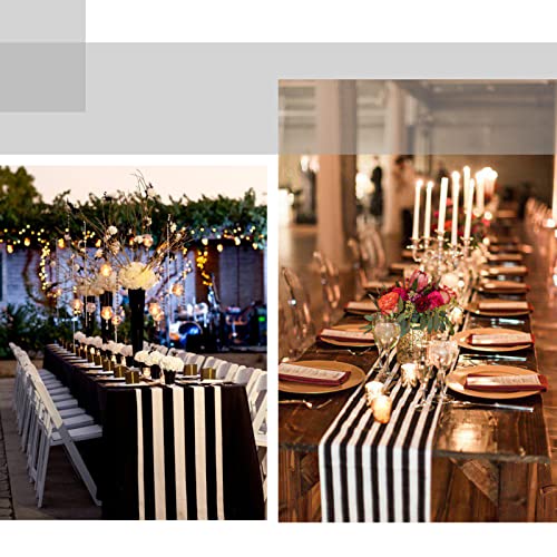 Black & White Striped Table Runner 12x72 Inches - 16 Pack - Elegant Home & Party Decor