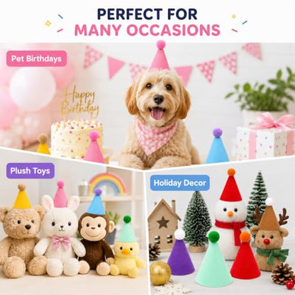 Mini Birthday Party Hats for Small Animals & Stuffed Pets - 8 Pieces