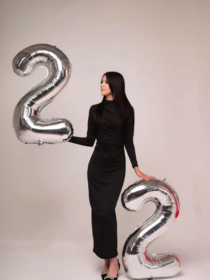 Number 20 Balloon - Silver 40 Inch Foil Balloon for Happy 20th Birthday & Special Events