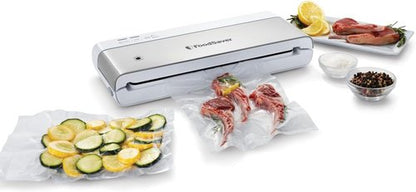 FoodSaver Compact Vacuum Sealer Machine - Airtight Food Storage & Sous Vide | 120 BPA-Free Bags, White