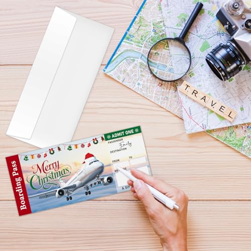 Christmas Boarding Pass Gift Card Set - Surprise Travel Reveal for Holiday Gifts