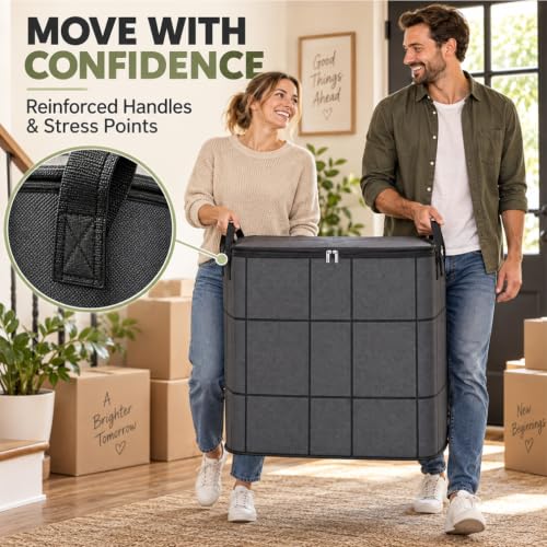 220L XXL Foldable Storage Bag with Reinforced Handles & Heavy-Duty Zipper - Portable Bedding Clothes Organizer, 23.6x19.7x27.6 in