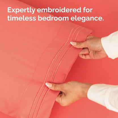 King Standard Pillow Cases - Ultra-Soft Hotel Quality Covers | Fade-Free & Wrinkle Resistant - Coral, Set of 2