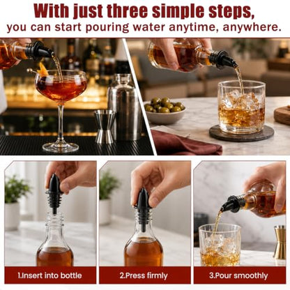 12 Pcs Plastic Bottle Pourers with Dust Caps for Liquor, Syrup, Oil, Vinegar
