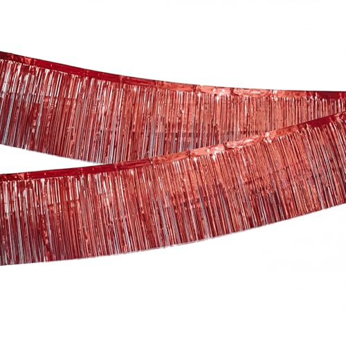 Metallic Foil Fringe Garland 10FT Wall Decor for Party, Red / 2pcs