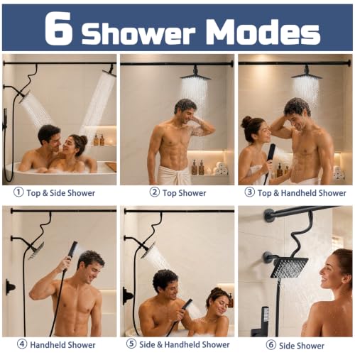 Matte Black Tandem Dual Shower Head System for Couples