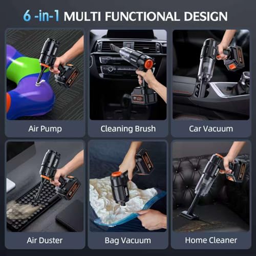 Cordless Handheld Car Vacuum Cleaner 50,000Pa Powerful Suction 6-in-1 with Dual Batteries