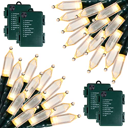 Brightown Battery Operated String Lights - Warm White, 4-Pack, 8 Feet, 20 LEDs