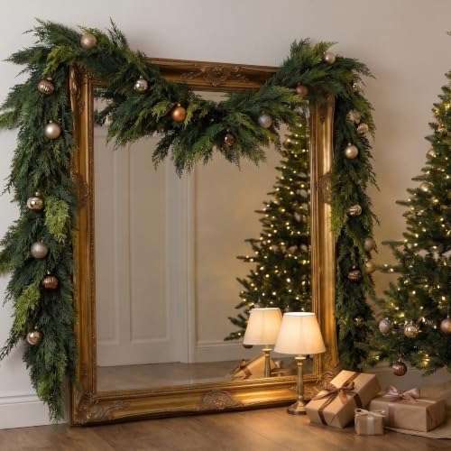 10FT Christmas Cedar Garland - Real Touch Faux Greenery Decor, Pack of 2