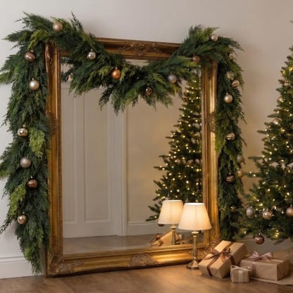 10FT Christmas Cedar Garland - Real Touch Faux Greenery Decor, Pack of 2