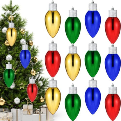 12 Pcs 6 Inch Christmas Lightbulb Ornaments for Outdoor Tree Decor